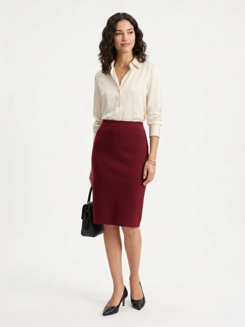 MaxMara Deep Red Pencil Skirt Made in Italy Size 46 (12) 96% Wool